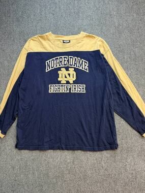 NCAA Notre Dame Fighting Irish Long Sleeve T-Shirt Blue Gold Men's 2XL